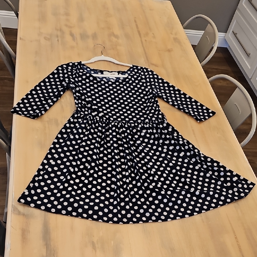 Navy and White Polka Dot Tunic M